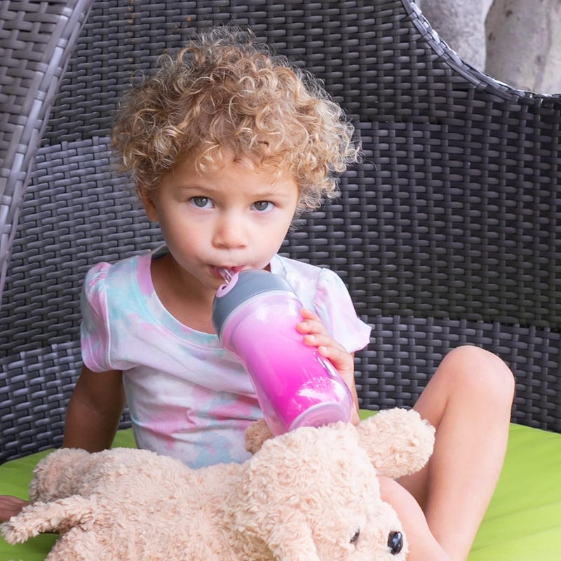Chicco Flip-Top Straw Cup 9oz | Insulated Toddler Sippy Cup with Soft Silicone Straw | No-Spill Valve | Easy-Clean | BPA-Free | 2pk | For Ages 12+ Months | Dream Pink/Purple - Image 2